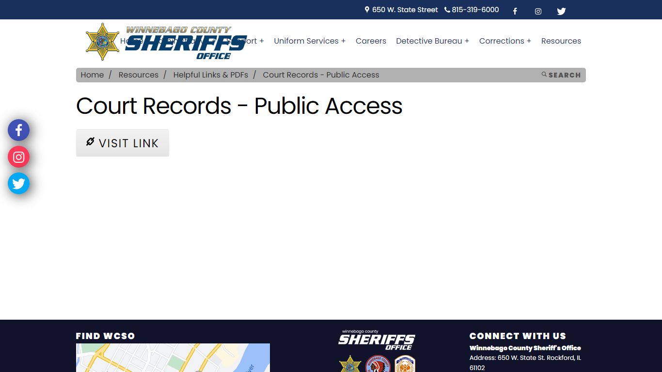Court Records - Public Access Links - Winnebago Sheriff