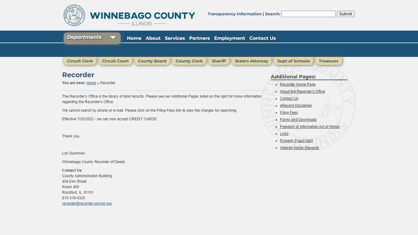 Departments: Recorder - Winnebago County, Illinois